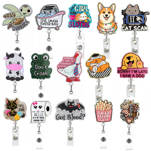Clip Retrattile in Acrilico con Design Creativo di <span class=keywords><strong>Animali</strong></span>, Porta Badge Personalizzato a Forma di Tartaruga, Dinosauro, Elefante, Bradipo, Gatto - Product Image 2