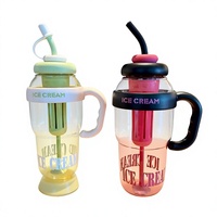 Bouteille en plastique réutilisable écologique de 1100 ml avec bouchon à paille, design mignon pour enfants, idéale pour la gym et le camping, compatible lave-vaisselle, vente en gros