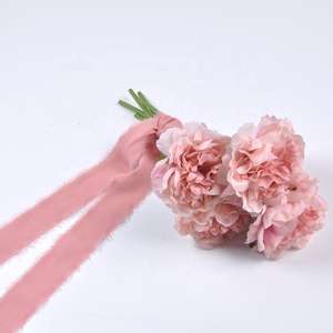 Pita sutra poliester multi warna pita tepi berjumbai buket pernikahan pita kemasan hadiah dekorasi - Product Image 6