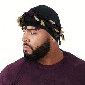 Bonnet Turban Homme Coloré à Queue Tombante Doublure Satinée Double Tresse Enroulée Tendance Fête Festival - Product Image 2