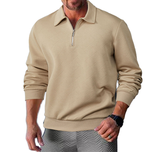 Sudadera Retro de Gran Peso, Lavada, Holgada, Informal de Otoño, Transpirable, con Capucha, Manga Larga, Solapa y Media Cremallera, Sudadera de Moda para Hombre - Product Image 1