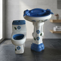 Rose Vitrosa One Piece Toilette avec Lavabo Lavabo Piédestal Lavabo Ensemble de Lavabo Céramique Sanitaire pour Salle de Bain