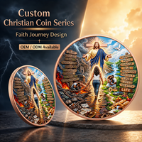 Pièce de monnaie chrétienne Jésus en cuivre fin 999 de 1 oz, relief 3D, couleur UV, effet proof, cadeau pour les croyants, artisanat métallique