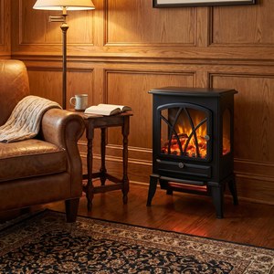 Chimenea Eléctrica Independiente con Efecto de Llama Realista, Calentador Infrarrojo de 1500W, Control Termostático para Sala de Estar - Product Image 3