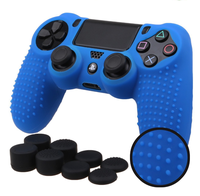 Coque de Protection Antidérapante en Silicone avec 4 Types de Protections de Joysticks Adaptée aux Accessoires de Manette Sans Fil PS4