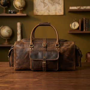 B S International High Standard Genuine Leather Vintage Travel <b>Bag</b> Zipper Closure Customized Laptop Document Case Light Weight - Product Image 2