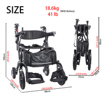 Déambulateur électrique 3-en-1: Marcheur à assistance électrique pliable et léger avec siège et panier pour le soutien à l'extérieur et au shopping