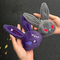 Porte-clés Lapin Gothique en Peluche, Style Anime Dessin Animé, Breloque de Sac Lapin, Design Bandage, Pendentif Doux Kawaii, Ornement pour Voiture et Sac, Cadeau pour Fille et Enfant