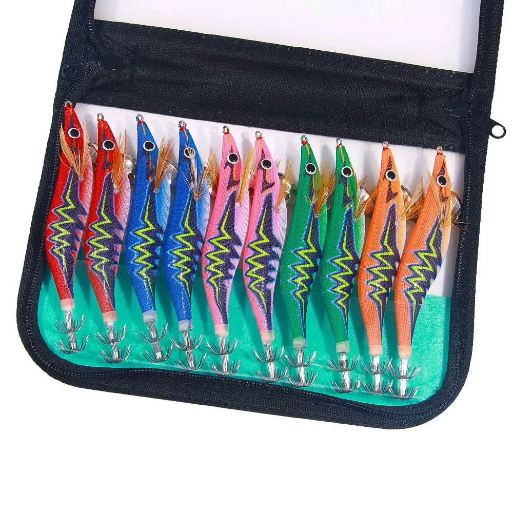 Toptan 10 adet/torba yapay yemler aydınlık ahşap karides kalamar Jig balıkçılık Lures tuzlu su için Set