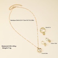 Ensemble de bijoux pour femmes, 4 pièces, plaqué or, style punk simple, collier, bagues, boucles d'oreilles, ensemble de bijoux en forme de cœur