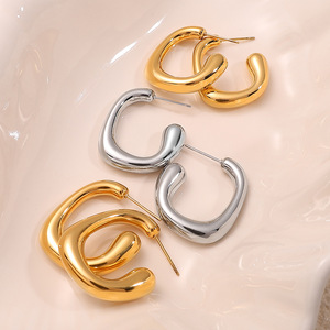 Pendientes de Aro Geométricos en Oro y Plata, Forma Irregular, Joyería de Moda - Product Image 2