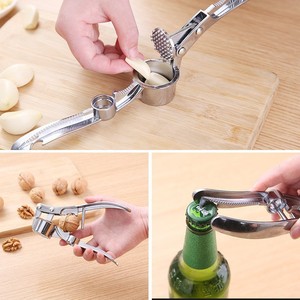 Multi Functional Garlic Press Stainless Steel Manual Garlic Crusher With Nut Cracker And <b>Bottle</b> Opener Kitchen Tool - Product Image 2