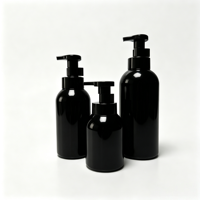 Flacon de lotion en plastique noir mat cylindrique vide 250 ml avec pompe en PEHD, sérigraphié, pour savon liquide et lotion corporelle