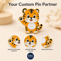 Badge de revers moderne en émail dur, motif lion de dessin animé mignon, design animalier Kawaii personnalisé, finition miroir lisse, plaqué or, vente en gros