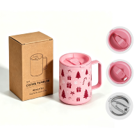Mug à café isotherme en acier inoxydable avec logo personnalisé, avec poignée et couvercle, 12 oz, 14 oz, 16 oz, 24 oz, tasse de voyage à double paroi sous vide, sans BPA