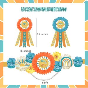 Voici la ceinture de maternité pour la fête prénatale avec épingles de corsage « Future maman » et « Future <span class=keywords><strong>papa</strong></span> », ceinture ventrale florale style bohème rétro pour la grossesse - Product Image 3