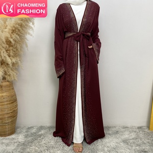 2010# Stunning 2024 Ramadan Little Diamond Abaya With Matching Diamonds Belt Loose Sleeve Islamic Dubai <b>Kaftan</b> 5 Colors - Product Image 1