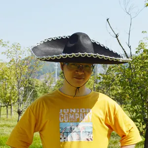 Sombrero Mexicano Personalizado con Logotipo Impreso, Estilo Mariachi Charro, Talla Grande, Decoración para Fiesta del Cinco de Mayo, Adorno de Poncho Serape - Product Image 5