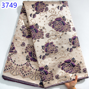 아프리카 브로케이드 자카드 레이스 원단 2023 최신 5 야드 프랑스 브론징 레이스 원단 웨딩 파티 드레스 3749 - Product Image 4