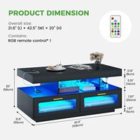 Table basse intelligente HANYEE avec LED RGB, port USB Type-C, capteur de mouvement, table de salon moderne avec tiroirs de rangement