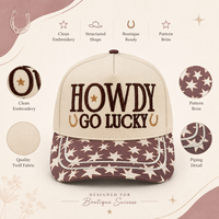 Casquette Snapback 5 Panneaux Brodée Style Western avec Slogan et Citation Positive pour Fille, Fabrication Artisanale