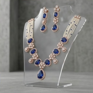 Luxury 925 <b>Silver</b> Necklace with Sapphire Pear Cut Stones Bezel Set for Women Wedding Jewelry <b>Choker</b> <b>Silver</b> Necklace and Earrings - Product Image 1