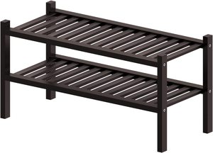 Home Storage Organizer Free Standing 2-Tier Entryway Bamboo <strong>Shoe</strong> <strong>Rack</strong> for Home Closet Hallway - Product Image 2