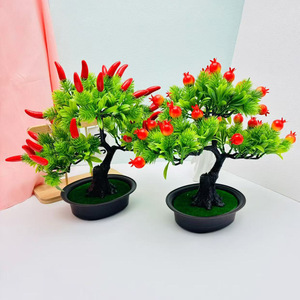 Bonsái de Frutas Artificiales de 27 cm de Altura, Decoración de Plástico y Seda para Oficina, Escritorio, Sala de Estar, Estudio, Hotel - Product Image 1