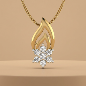 Pendentif Fleur en Diamants Grappes avec Motif Flamme Dorée, Collier Chic pour Femme, Bijoux Fins - Product Image 5