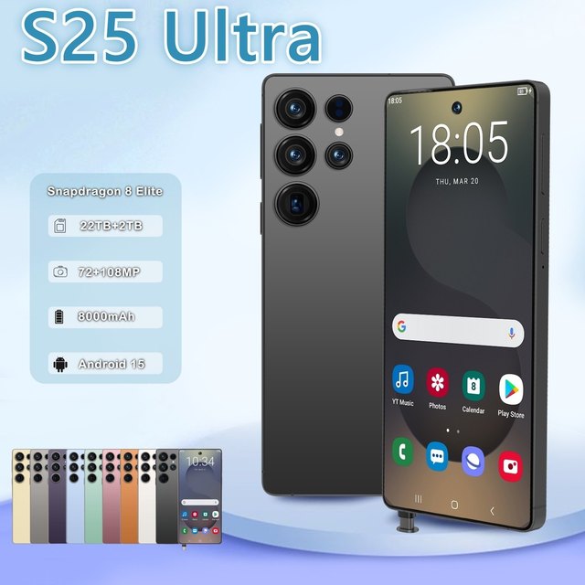 22G+2TB 2025 Wholesale Ultra S25 Phone HD LED Display Android 15 Cheap Global Language Versions Deca Core CPU 108MP Rear
