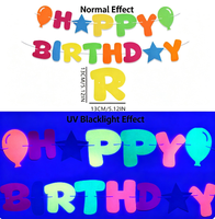 Guirlande triangulaire néon arc-en-ciel, bannière en feutre qui brille sous lumière UV pour décoration murale de fête lumineuse
