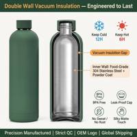 Botella de Agua Deportiva Aislada de Acero Inoxidable 304 de Grado Alimenticio, Doble Pared, a Prueba de Fugas, para Viajes y Deportes al Aire Libre, OEM/ODM