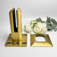 Support en verre doré brossé en acier inoxydable 304 à fente verticale avec anneau de couverture pour garde-corps en verre de maison de vente aux enchères, couvercle pyramidal