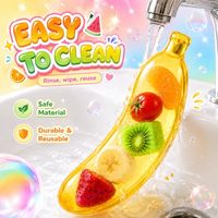 Transparante bananen squishy toy, kleurrijke fruitgevulde knijp stressverlichtende fidget toy