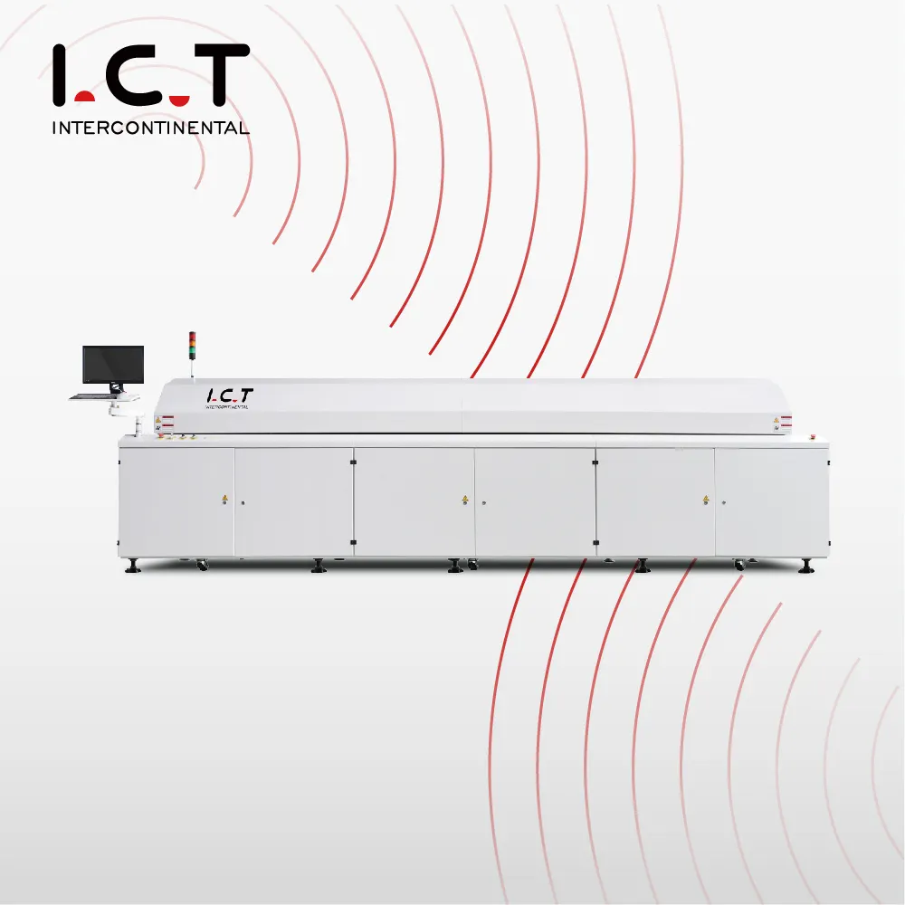 ICT815 PCB Reflow เตาอบความกว้าง450,LED ไนโตรเจน Reflow Wave เตาอบความร้อน SMD,SMT บัดกรี Reflow เตาอบราคาโรงงาน