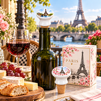 Bouchon de bouteille en céramique souvenir de voyage Paris France Tour Eiffel Paysage de la Seine Bouchon de vin avec boîte cadeau Vente en gros
