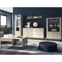 Vente en gros Chêne clair Centre de divertissement Media Console Table Bois Porte cannelée Meuble TV Meuble Tv pour meubles de salon