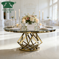 Moderne en acier inoxydable or base mariage banquet table ronde ensembles 6 chaises