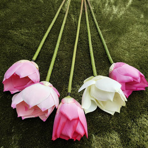 Flor de Loto Artificial de Primera Calidad con Tacto Realista, con Hoja y Vaina, para Decoración del Hogar o Templos Budistas, Lirio de Agua de Tallo Único - Product Image 3