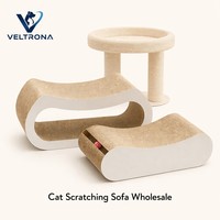 Planche à gratter pour chat en forme de S, canapé ondulé en deux parties, mobilier de détente pour chat en carton ondulé courbé, vente en gros
