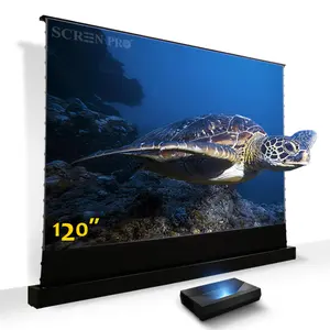 Ekran PRO 120 inç projeksiyon perdesi elektrik gerginlik zemin yükselen ekran için Ultra kısa mesafeli lazer projektör