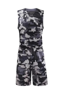 Sublimation camouflage college basketball uniform design - Product Image 6