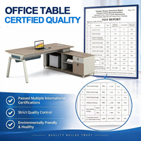 Table de bureau moderne simple OEM ODM avec armoire de rangement latérale, poste de travail pour personnel, couleur personnalisée, plateau en bois, logo, mobilier de bureau