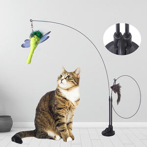 Juguete Interactivo para Gatos al por Mayor, Pluma Desmontable de Repuesto, Varita de Acero con Forma de <span class=keywords><strong>Mariposa</strong></span> y Ventosa - Product Image 1