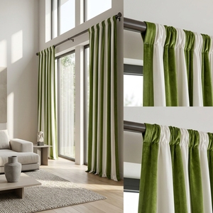 Rideaux en velours rayés DaiRui modernes à blocs de couleur, isolants thermiques et insonorisants, panneaux de traitement des fenêtres pour la décoration intérieure, vente en gros - Product Image 1