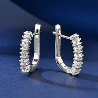 Pendientes al por mayor, nuevos, con diamantes cultivados en laboratorio, moissanita, plata de ley S925, pendientes de aro en forma de U personalizados para mujer