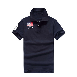 Vente directe usine – Polo décontracté en coton à manches courtes pour homme, col à revers, style professionnel, broderie technique, couleur unie - Product Image 2