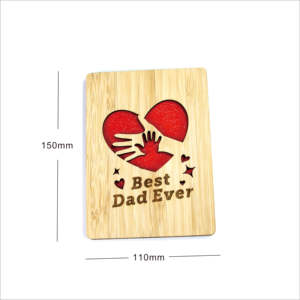 Carte de voeux en bois gravée au laser Cadeaux de fête des pères personnalisation gratuite Meilleur papa avec du vrai bambou - Product Image 2