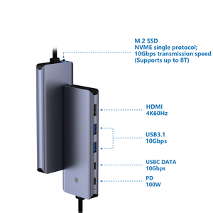 6合1 USB C集线器C型集线器4K HDMI扩展坞，带m2 NVME固态硬盘外壳适配器100W PD充电usb-c 3.1 10Gbps - Product Image 2