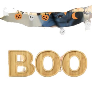 Bamboo Letter <b>Tray</b> Boo Halloween Serving <b>Tray</b> 23cm Wooden <b>Snack</b> Candy Dish For Party Decoration - Product Image 5